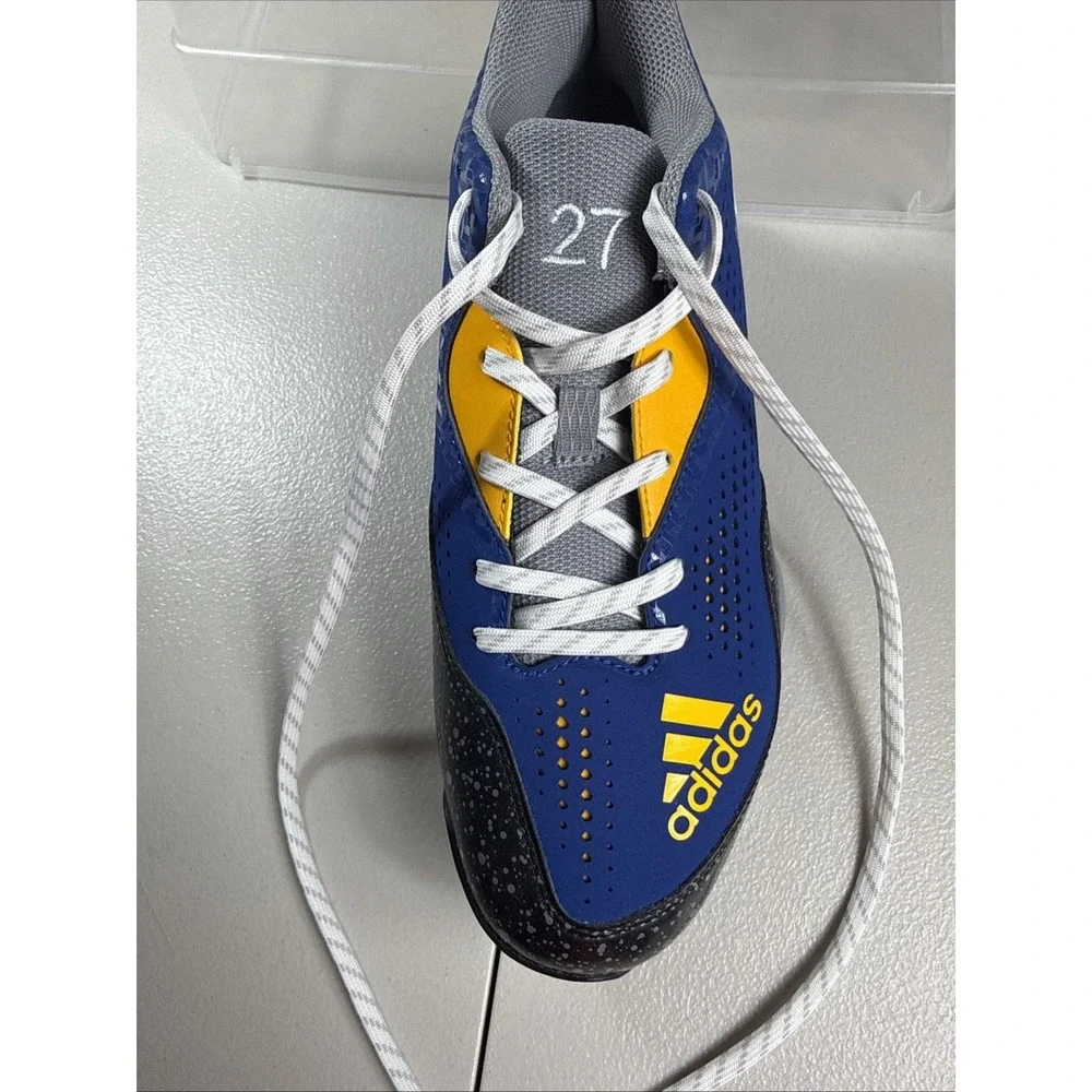 NEW Adidas Power Alley 4 Baseball‎ Cleats 9 US Men Blue/Gold/Black w/Toe Molding